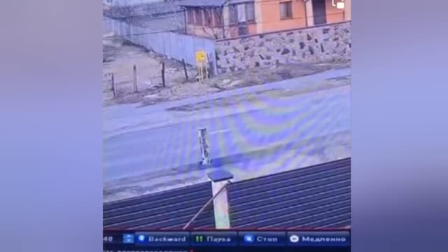 A camera captures the fall of a missile. Russia attacks Ukraine