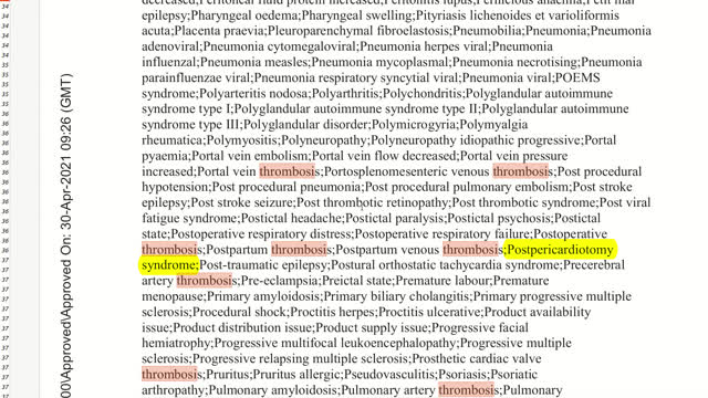 Over 90 Thrombosis adverse reactions from the pfizer vaccine