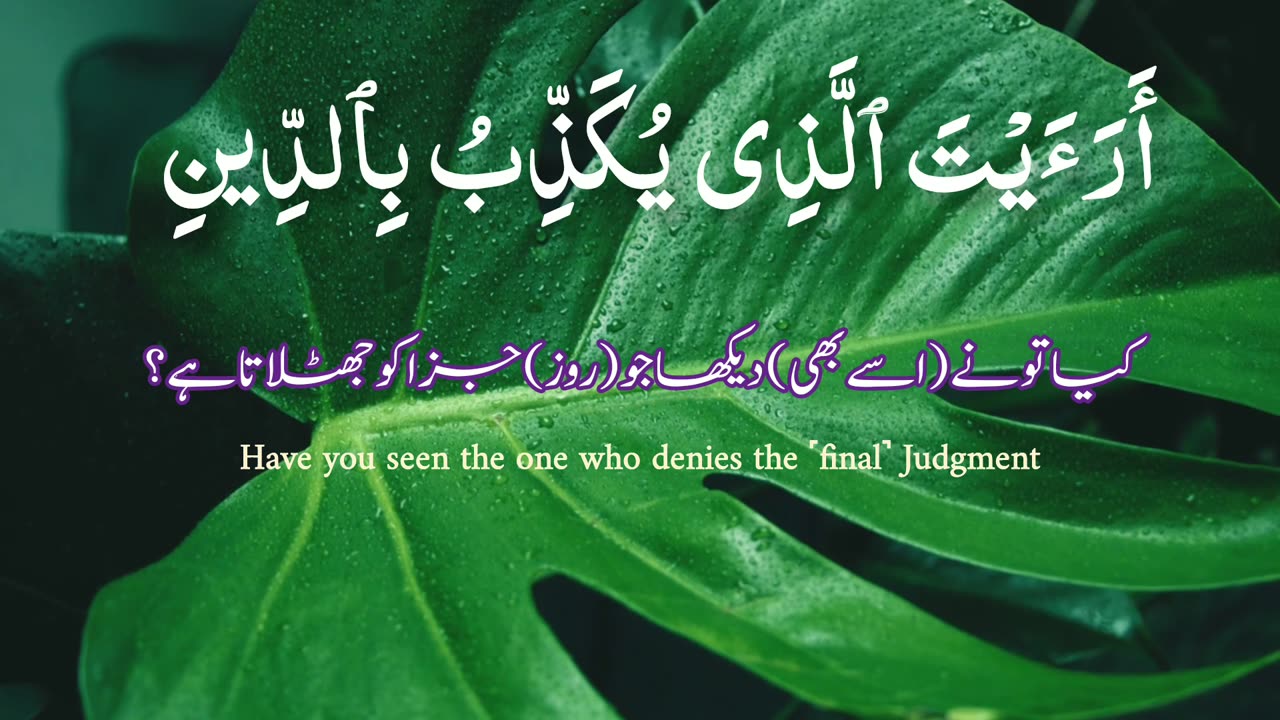 Surah Maon With Urdu And English Translation