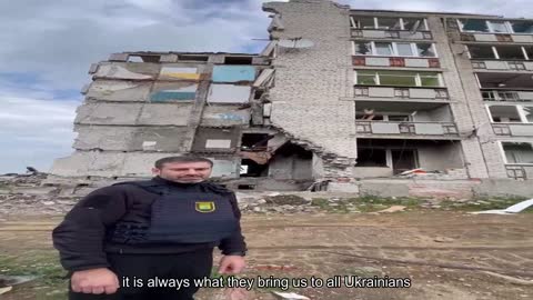 In Izyum, as a result of a Russian airstrike on a high-rise building
