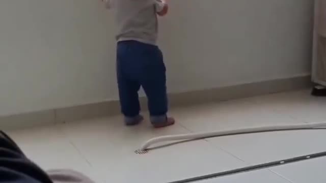 cat prevent the child from jumping off the balcony of the building