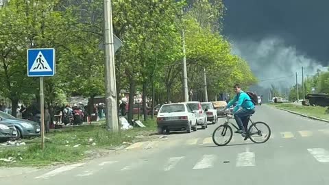 Ukraine War - Large smoke from "Azovstal" in Mariupol.