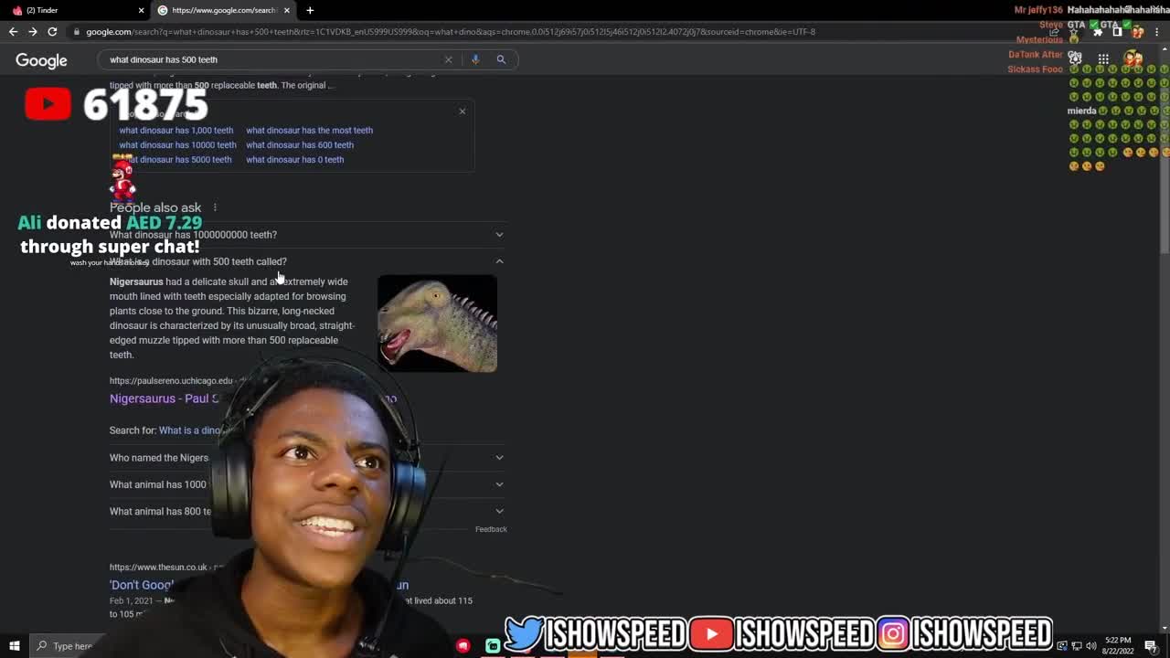 ishowspeed Nigersaurus reaction Spaloney