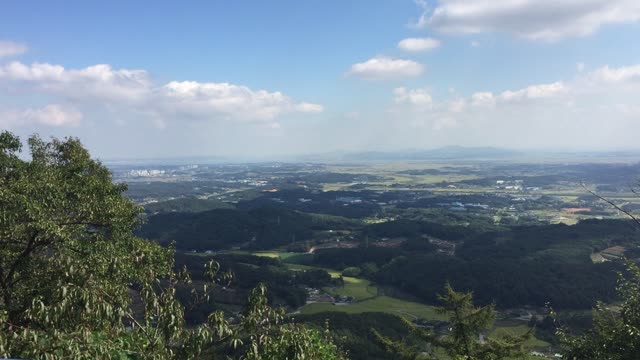 Korean countryside view on top of a mountain