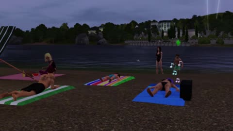 Family chillin' at the beach in the sims 3