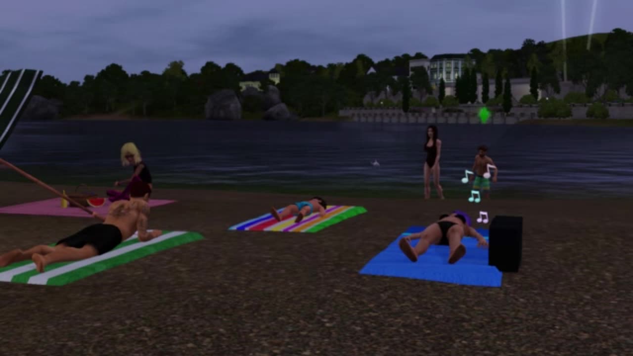 Family chillin' at the beach in the sims 3