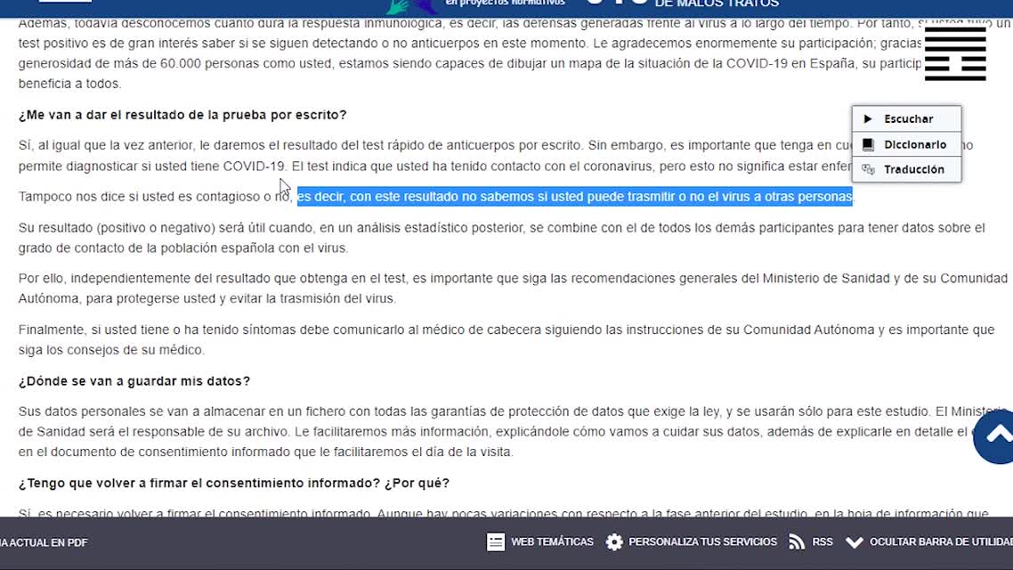 EL MINISTERIO DE SANIDAD RECONOCE QUE LOS TEST NO SIRVEN PARA DIAGNOSTICAR COVID-19