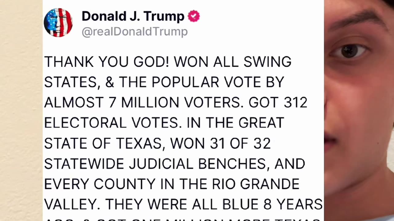 Donald Trump won the election with 312 electoral votes and 75 million popular votes.