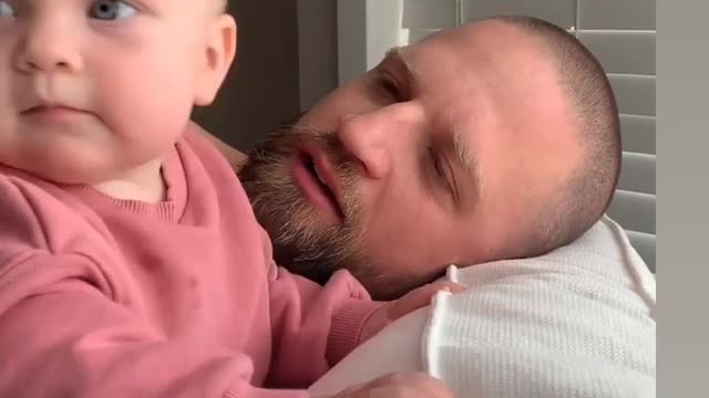 Funny baby and DaD