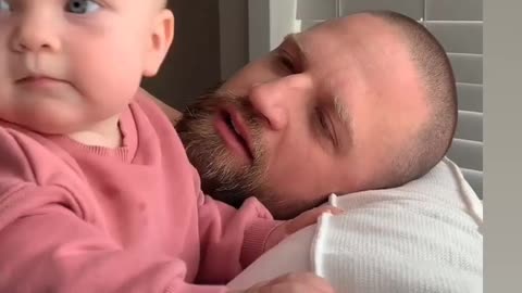 Funny baby and DaD