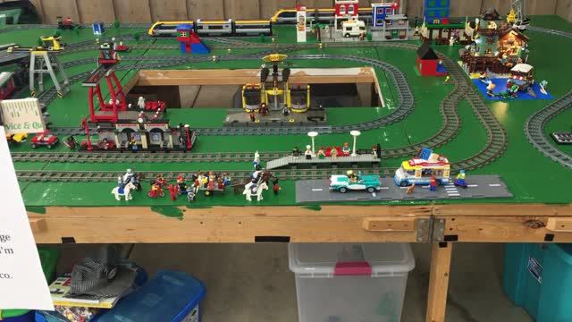 LEGO Royal Procession at the fair with lego trains running