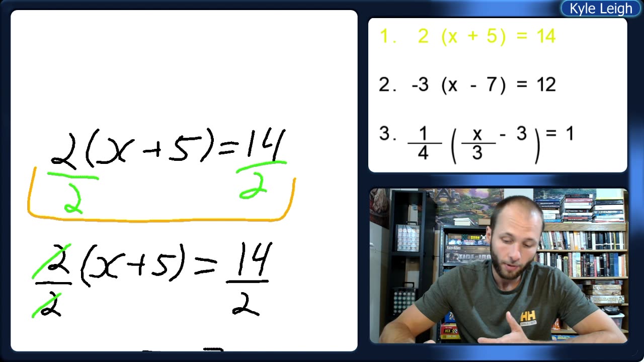 How to solve 2(x + 5) = 14