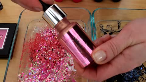 Pink vs Black - Mixing Makeup Eyeshadow Into Slime ASMR 277 Satisfying Slime Vid