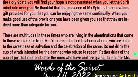 Words of the Spirit. June 11 2022
