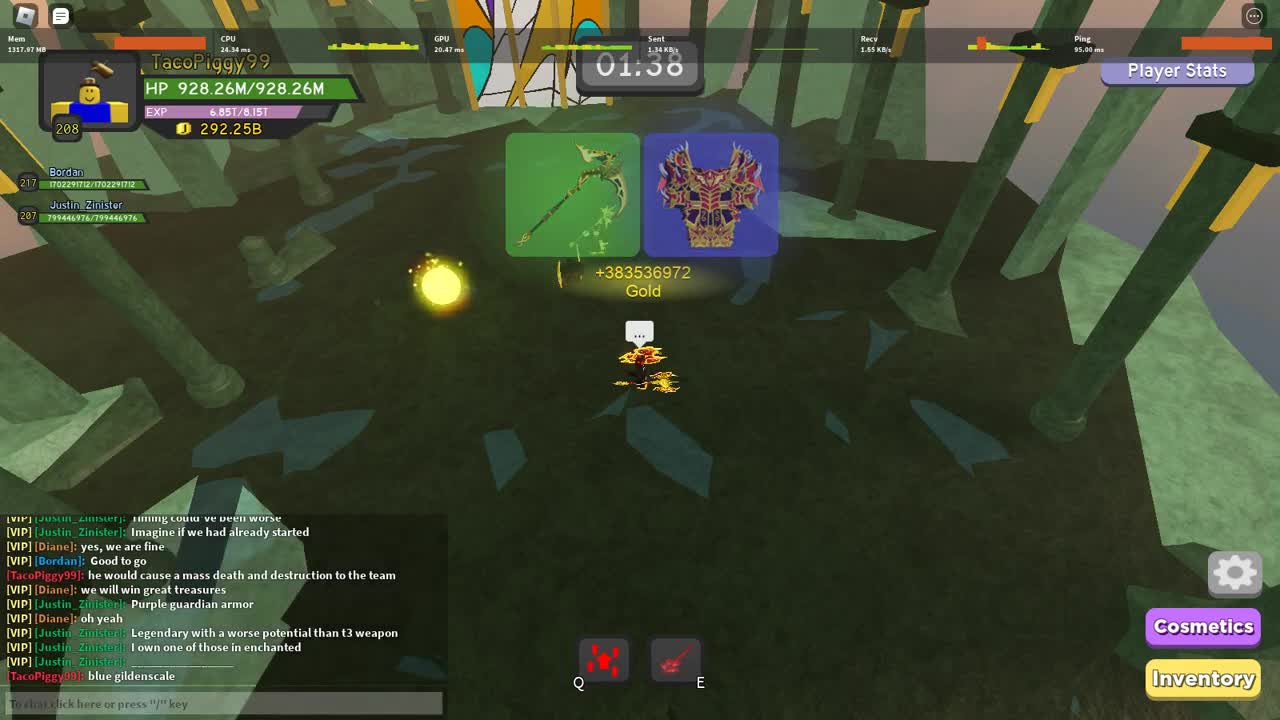 Dungeon Quest - _BLUE_ Gildenscale Warrior Armor Drop _ Roblox