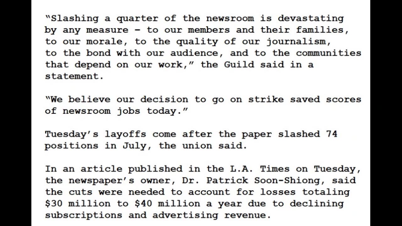 24-0123 - Los Angeles Times announces mass layoffs