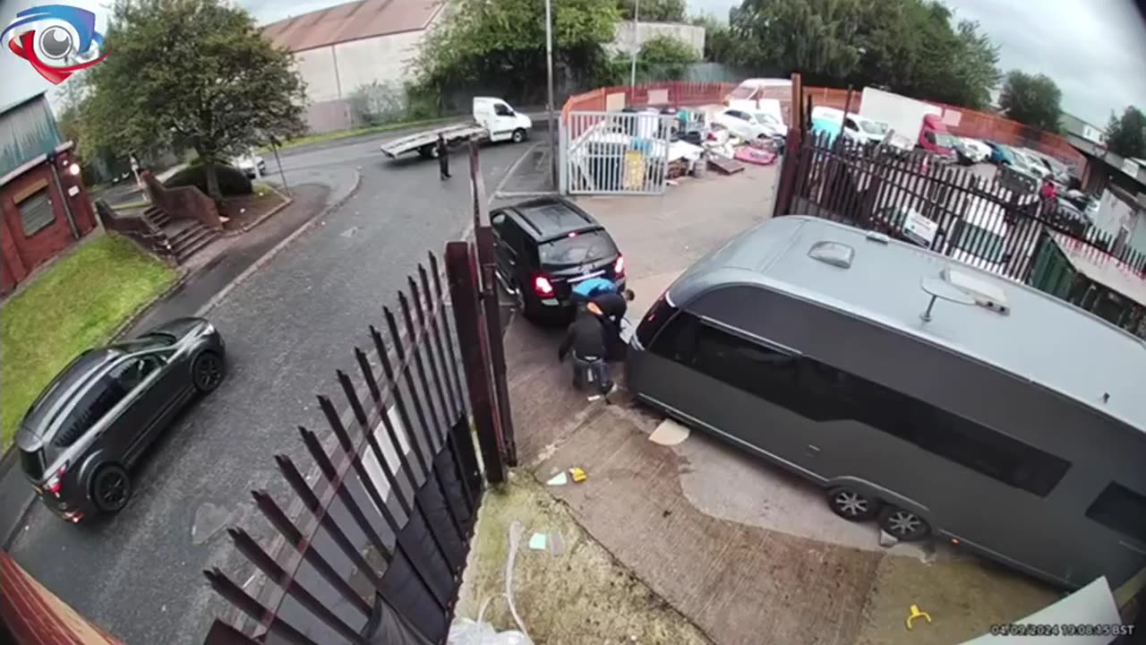 A caravan stolen by a gang in Manchester