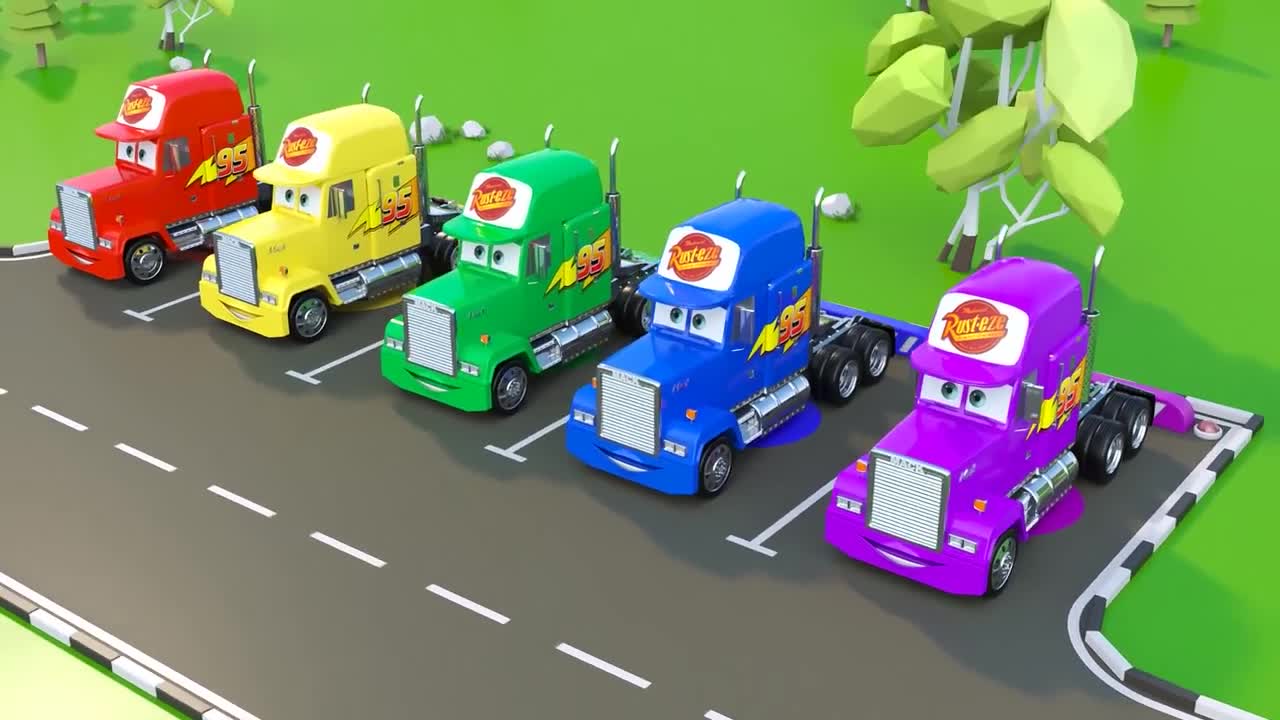 Color Parking with Smile Trucks - Educational Video _ Learn Cars Toys for Kids Nursery Rhymes Songs