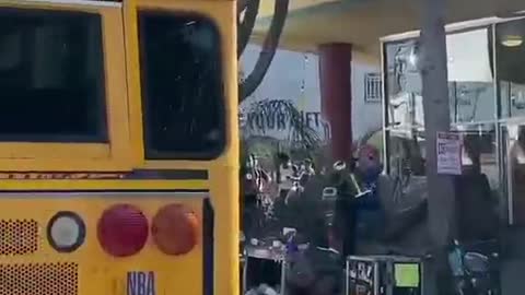 Interact basketball with pedestrians on the street