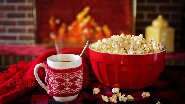 Winter Music Merry Christmas Relax Music | Royalty Free | popcorn tea fireplace background family