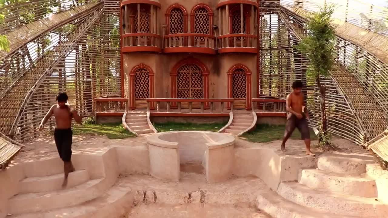 Wonderful construction of a mud villa, double waterslide, beautiful pool [complete]