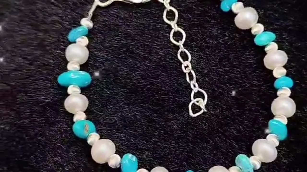 GN-20241101-01 S925 Silver & Natural Turquoise with Pearls High Quality Luxury Style Bracelet Hot