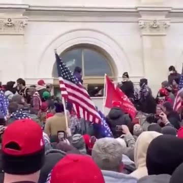 Trump Supporters BOOING (what they believe to be) ANTIFA breaking into the Capitol Building!
