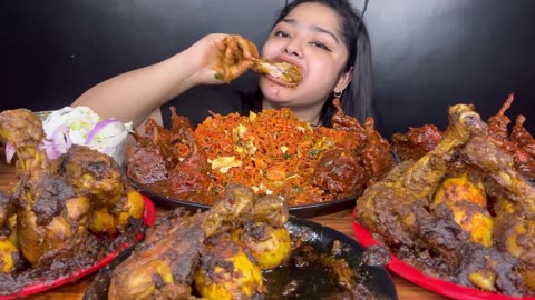 Spicy chicken eating