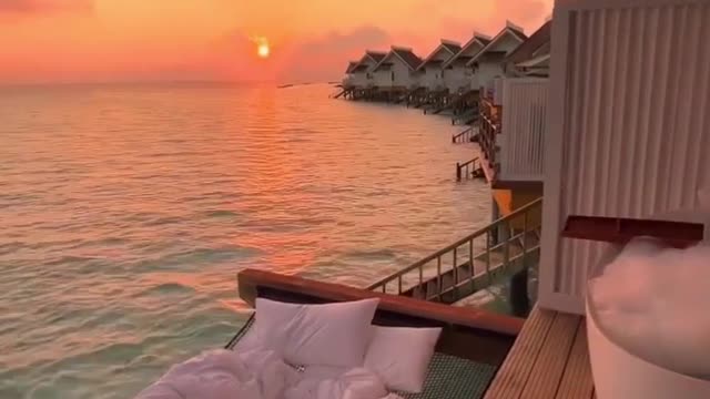 Taking a bath while watching the breathtaking sunset