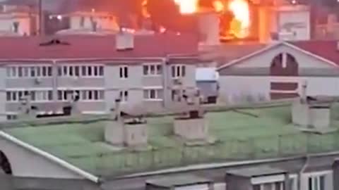 Russian oil depot burning after Ukrainian strike _ Russia Ukraine War _ #shorts