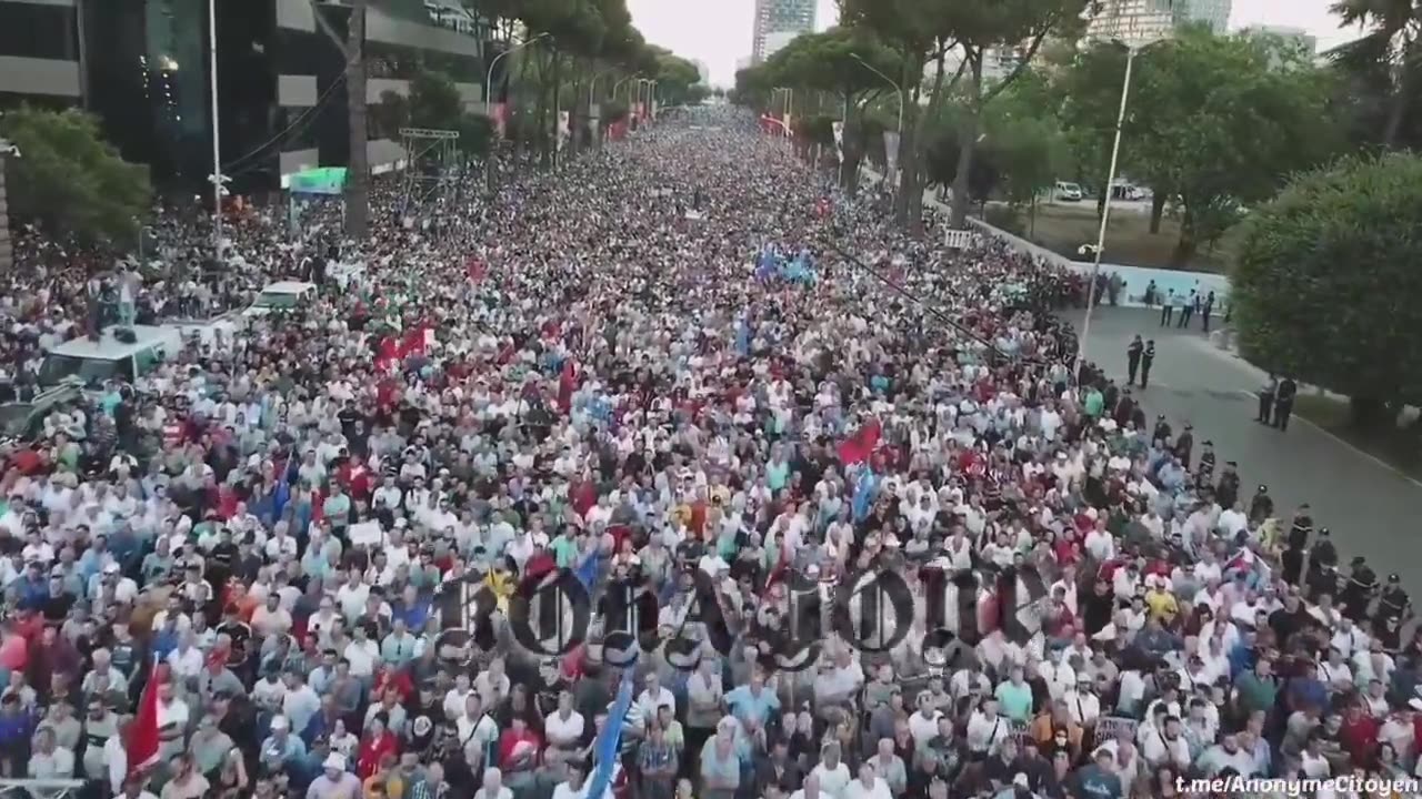 Massive demonstration in Tirana, Albania against ris