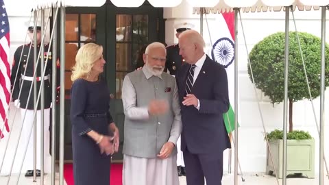 US President Biden and the First Lady warmly welcome PM Modi at the White House