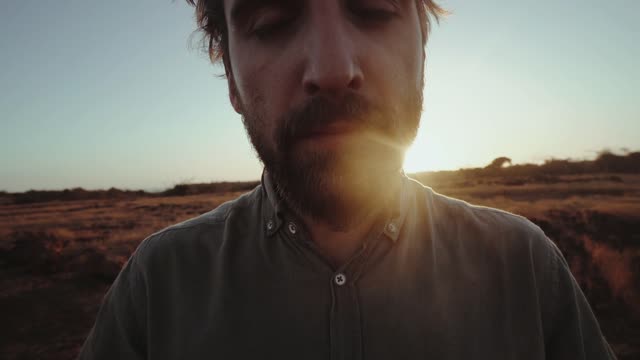 Man Meditating On The Lap Of Nature During Sunset