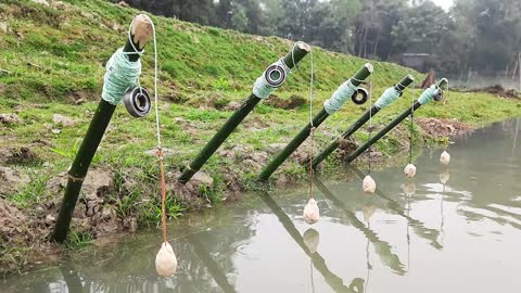 Unique Hook Fishing Technique | Hunting Big Fish By Hook in River | River Fishing