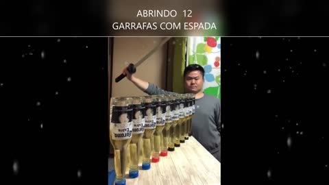 ABRINDO GARRAFA COM ESPADA