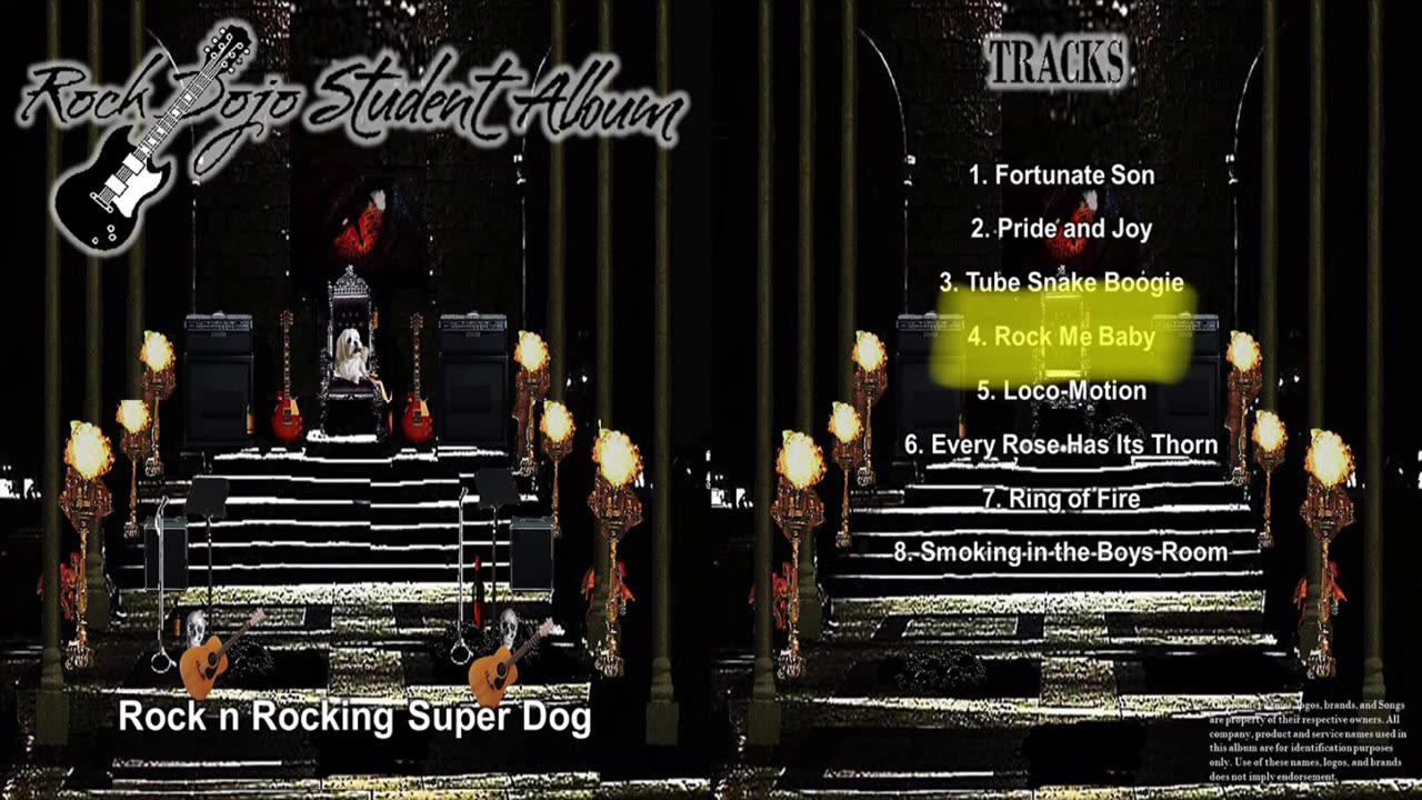 RockDojoStudentAlbum#5 “RockNRockingSuperDog”: B.B. King (Rock Me Baby cover) Track 4