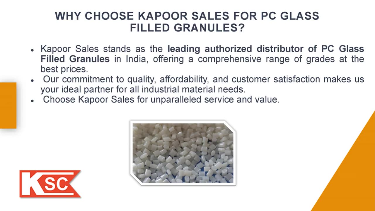 Reinforce Your Products With Kapoor Sales' Pc Glass Filled Granules