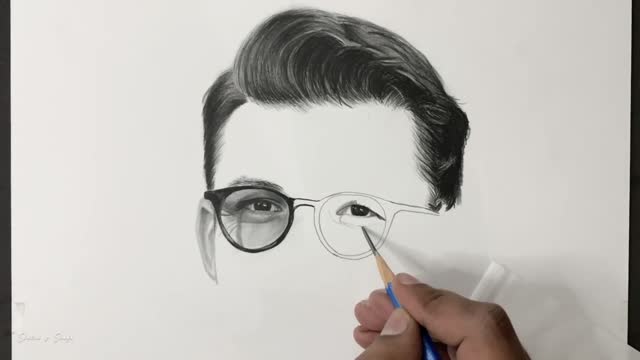 Draw The Eyebrows And Ears On One Side Of The Portrait