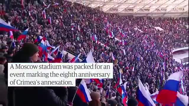 Russian state TV cuts away from Putin at pro-Russia rally