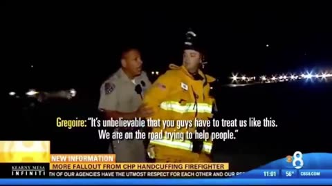 Cop arrests fire fighter in the middle of tending to a wounded civilian because fire truck