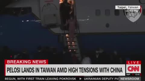 Nancy Pelosi lands in Taiwan.