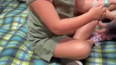 Monkey loves to hug children