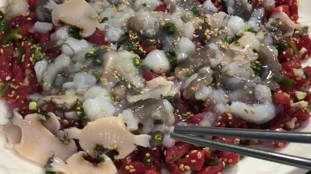 Raw Octopus with abalone(Korean Exotic Food)