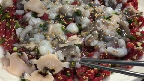 Raw Octopus with abalone(Korean Exotic Food)