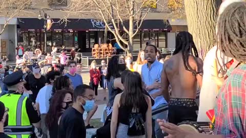 Biden supporter fights with blm protester.