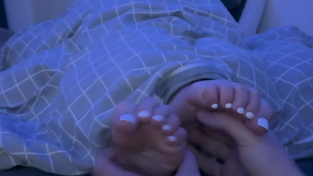 Tickling cute blonde girl feet