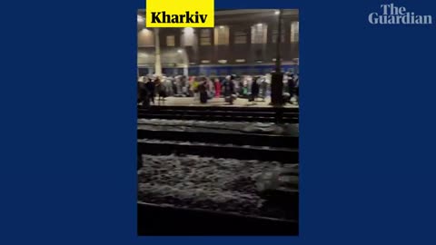 Ukraine_ people fleeing country gather at Kharkiv train station