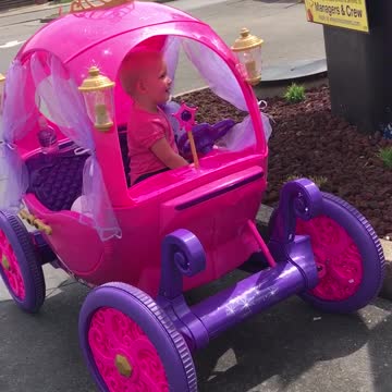 Girl In Princess Power Wheels Car Orders Toy At A Drive Thru