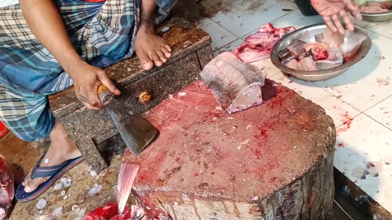 Delicious Ayer Fish Cutting Skills In Dhaka Fish Market By Expert Fish Cutter