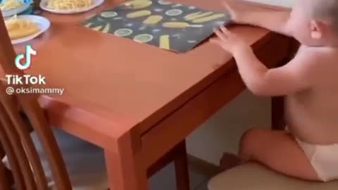 Genius child practice for food 🤪,